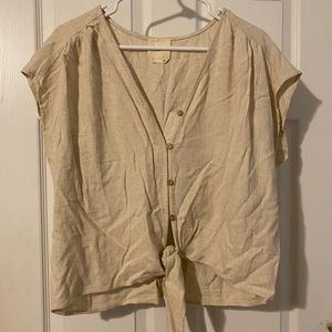 Tan Button Cropped Shirt